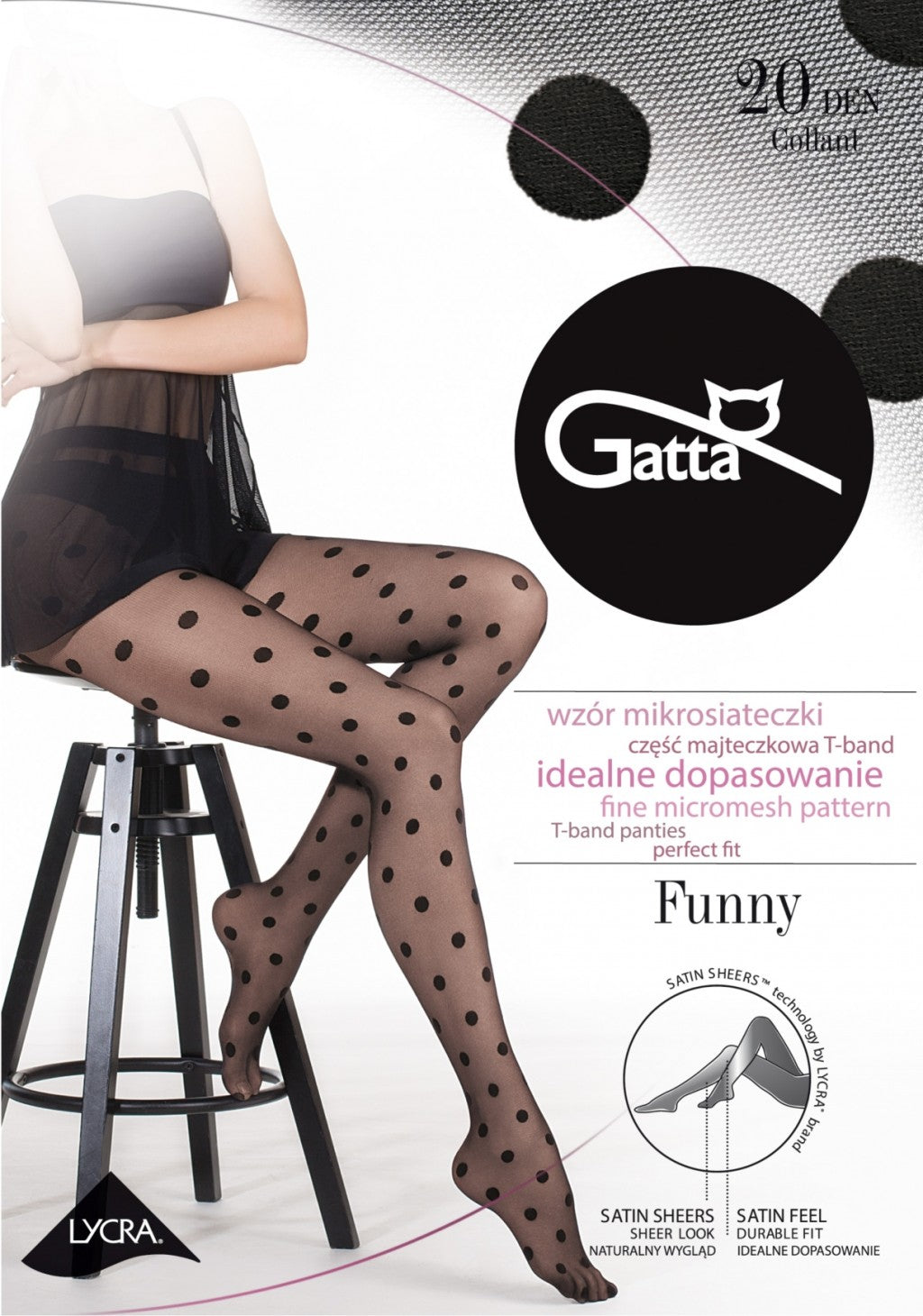 GATTA Funny 20 Den Tights – Playful Polka Dot Pattern with Soft LYCRA Fit