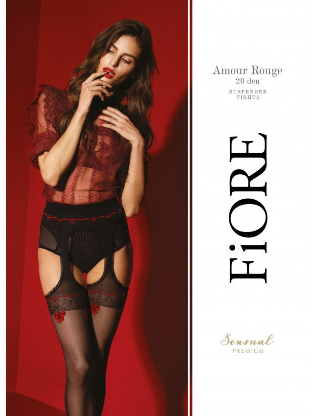 Amour Rouge 20 Den Tights – Seductive Red Motif & Stocking Look