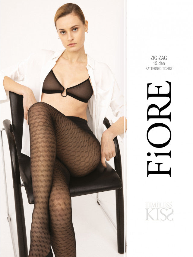 Fiore Zig Zag 15 Den – Sheer Patterned Tights