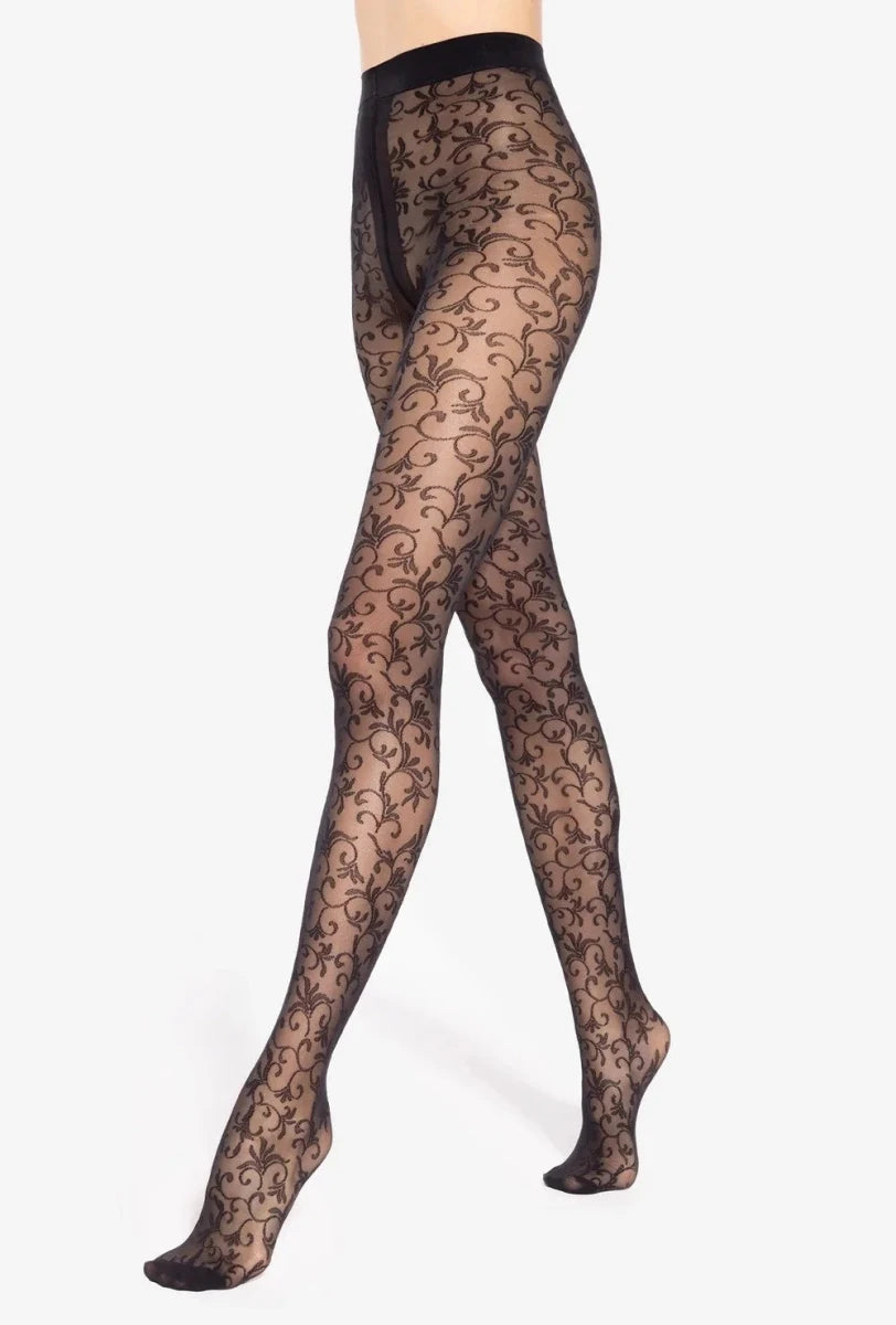 Gatta Floral Patterned Tights 03 – Elegant 30 DEN Matte Finish - Velvet Touch Tights