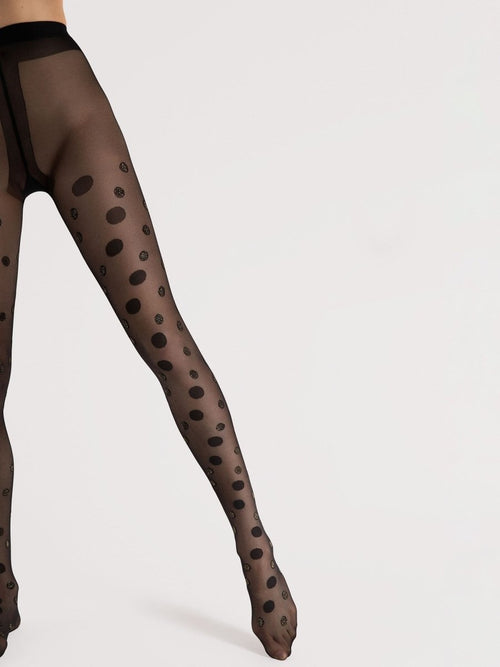 Fiore Bubbles 20 Den – Glamorous Gold Polka Dot Tights - Velvet Touch Tights