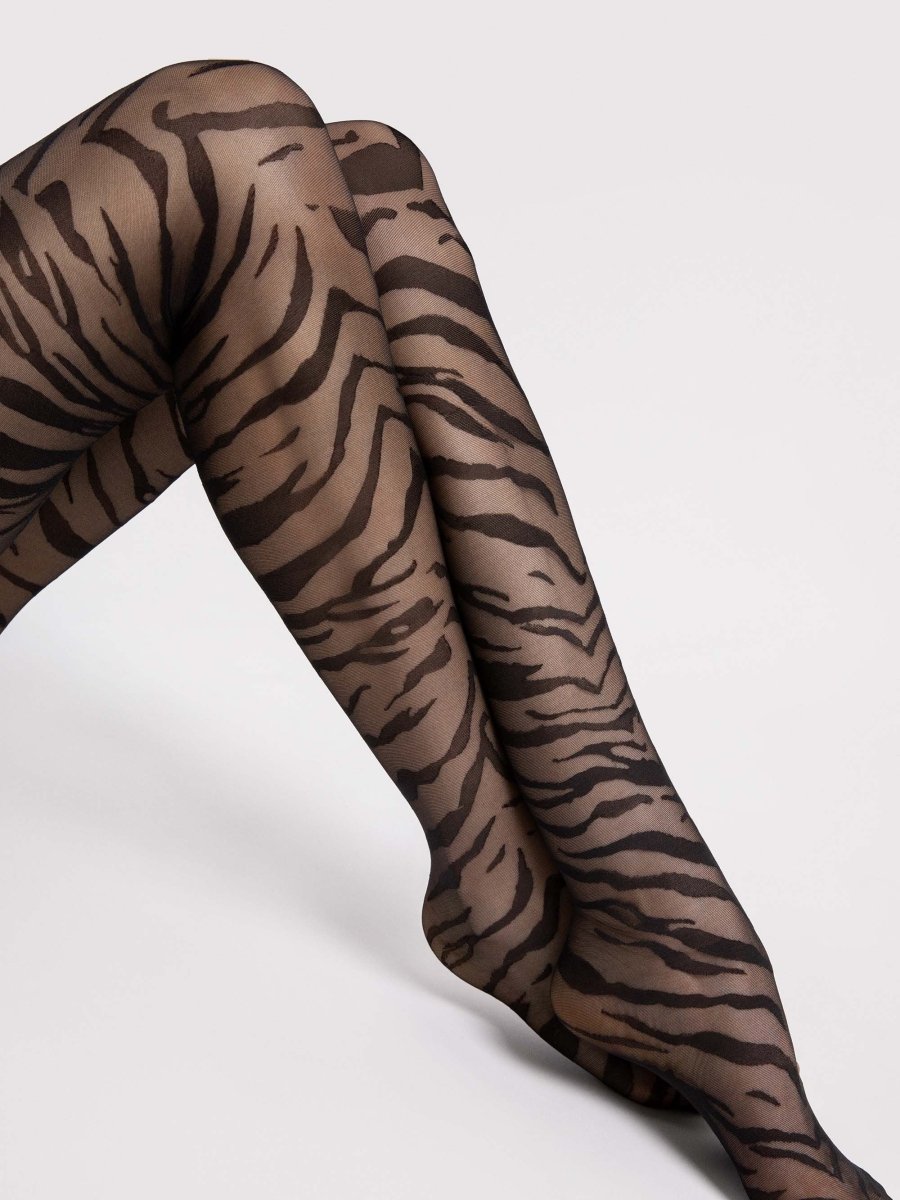 Fiore Tigris 15 Den – Wild & Chic Animal Print Tights - Velvet Touch Tights