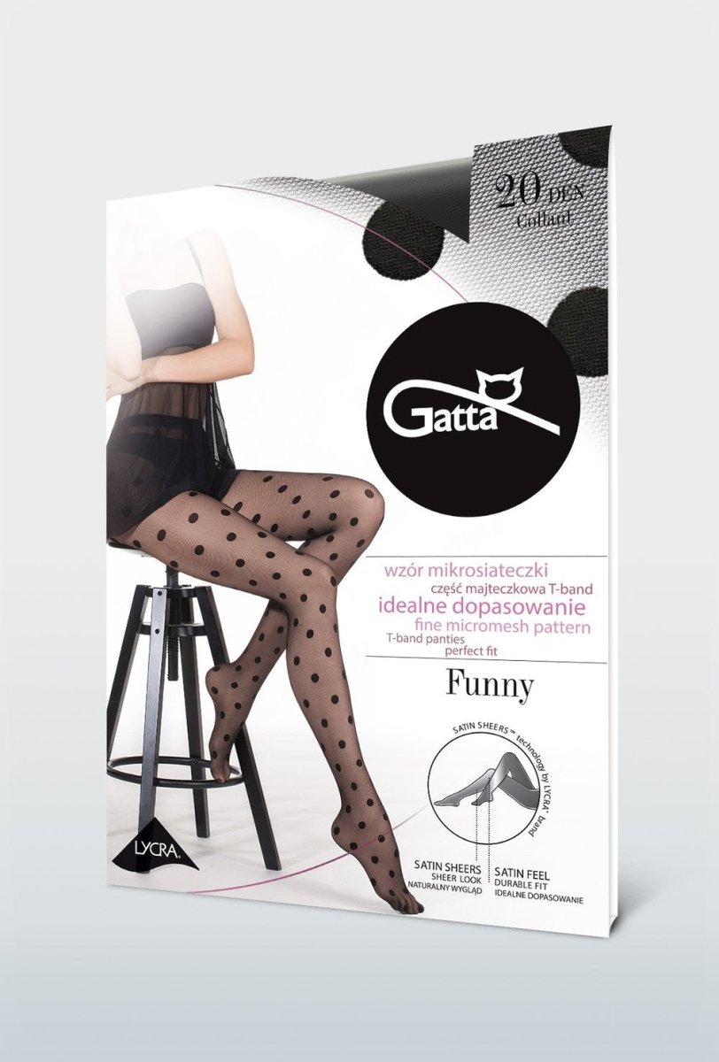 GATTA Funny 20 Den Tights – Playful Polka Dot Pattern with Soft LYCRA Fit - Velvet Touch Tights