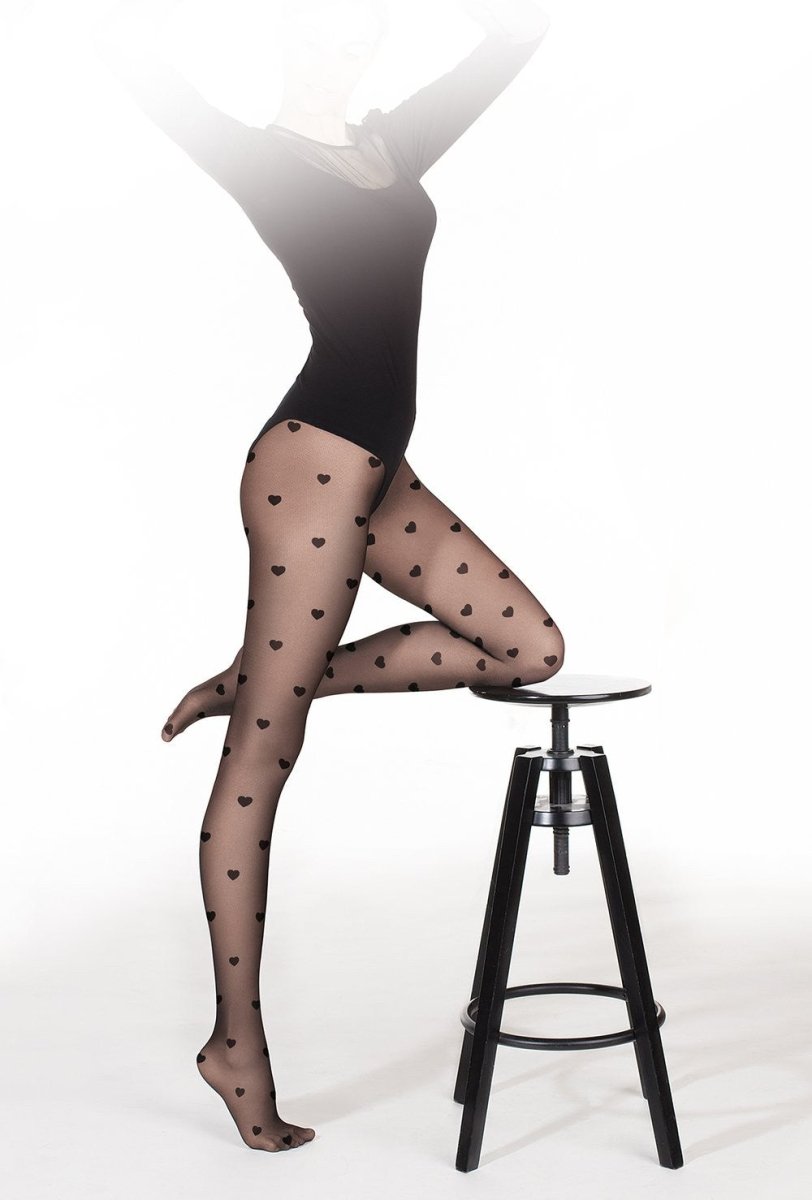 Gatta Funny No.08 20 Den Tights – Heart Patterned, Soft & Stylish - Velvet Touch Tights