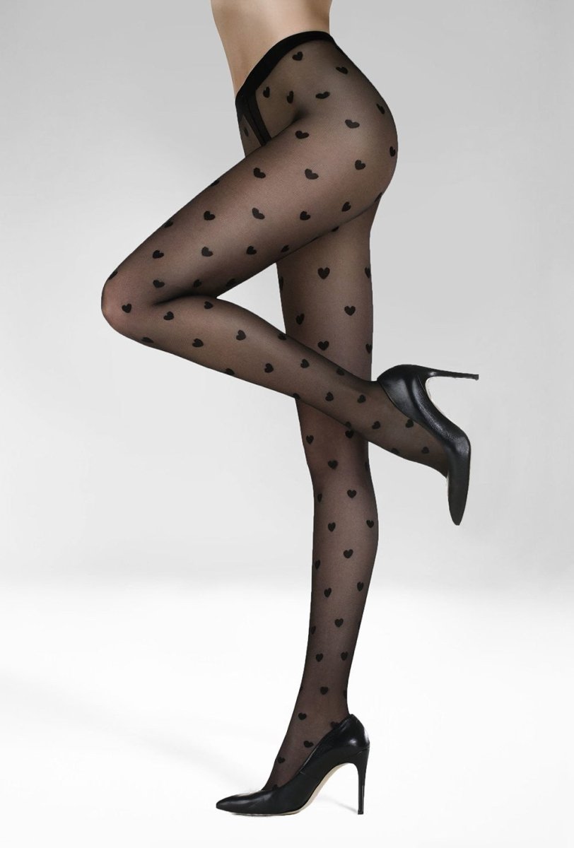 Gatta Funny No.08 20 Den Tights – Heart Patterned, Soft & Stylish - Velvet Touch Tights