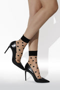 Knittex Dots 20 Den Socks with Polka Dot Frill Cuff - Velvet Touch Tights