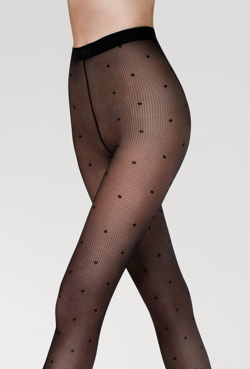 Gatta Funny No.05 20 Den Fishnet Tights – Polka Dot Elegance & Fit - Velvet Touch Tights