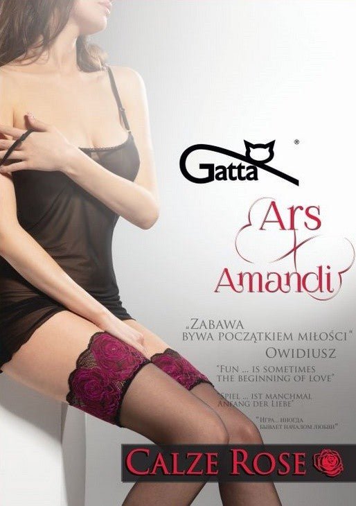 Gatta Ars Amandi Calze Rose Hold-Up Stockings 15 Den - Velvet Touch Tights