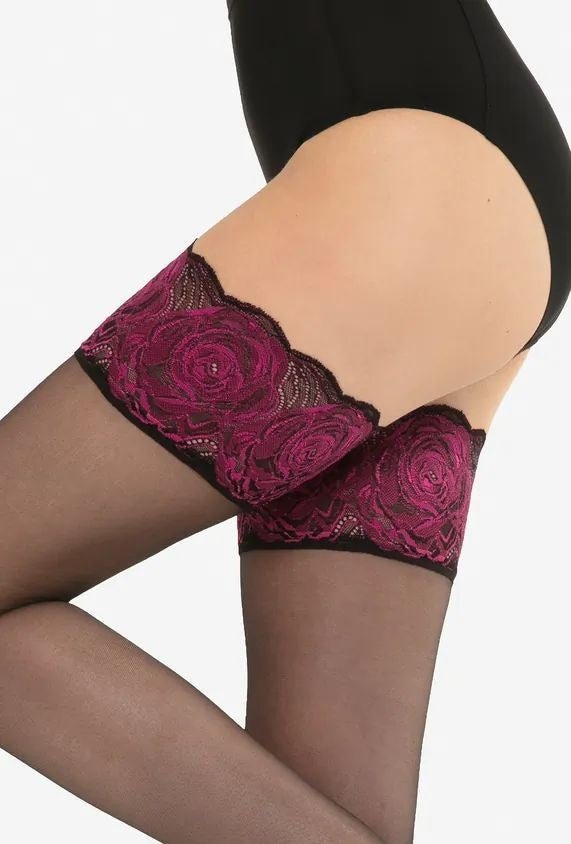 Gatta Ars Amandi Calze Rose Hold-Up Stockings 15 Den - Velvet Touch Tights