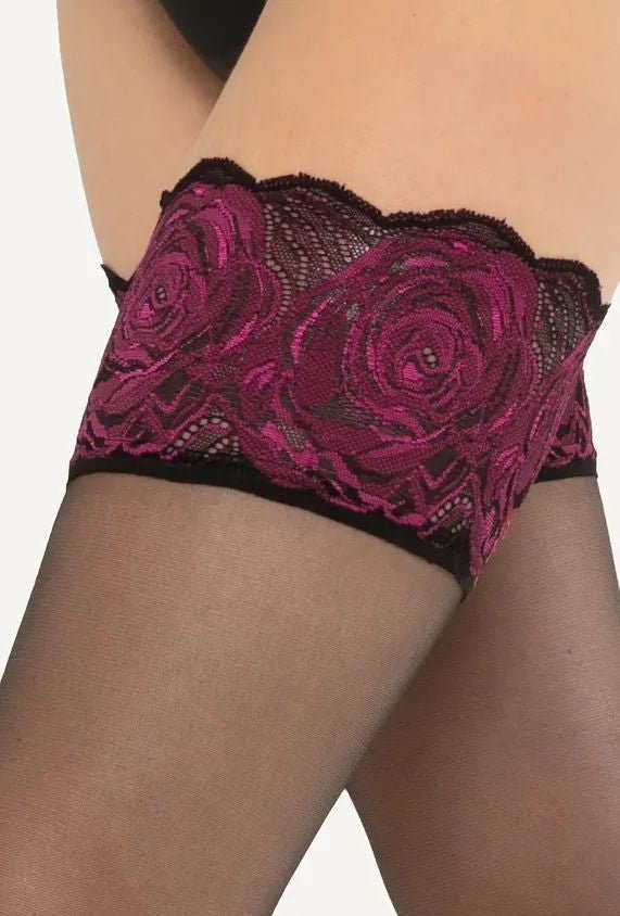 Gatta Ars Amandi Calze Rose Hold-Up Stockings 15 Den - Velvet Touch Tights