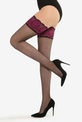 Gatta Ars Amandi Calze Rose Hold-Up Stockings 15 Den - Velvet Touch Tights