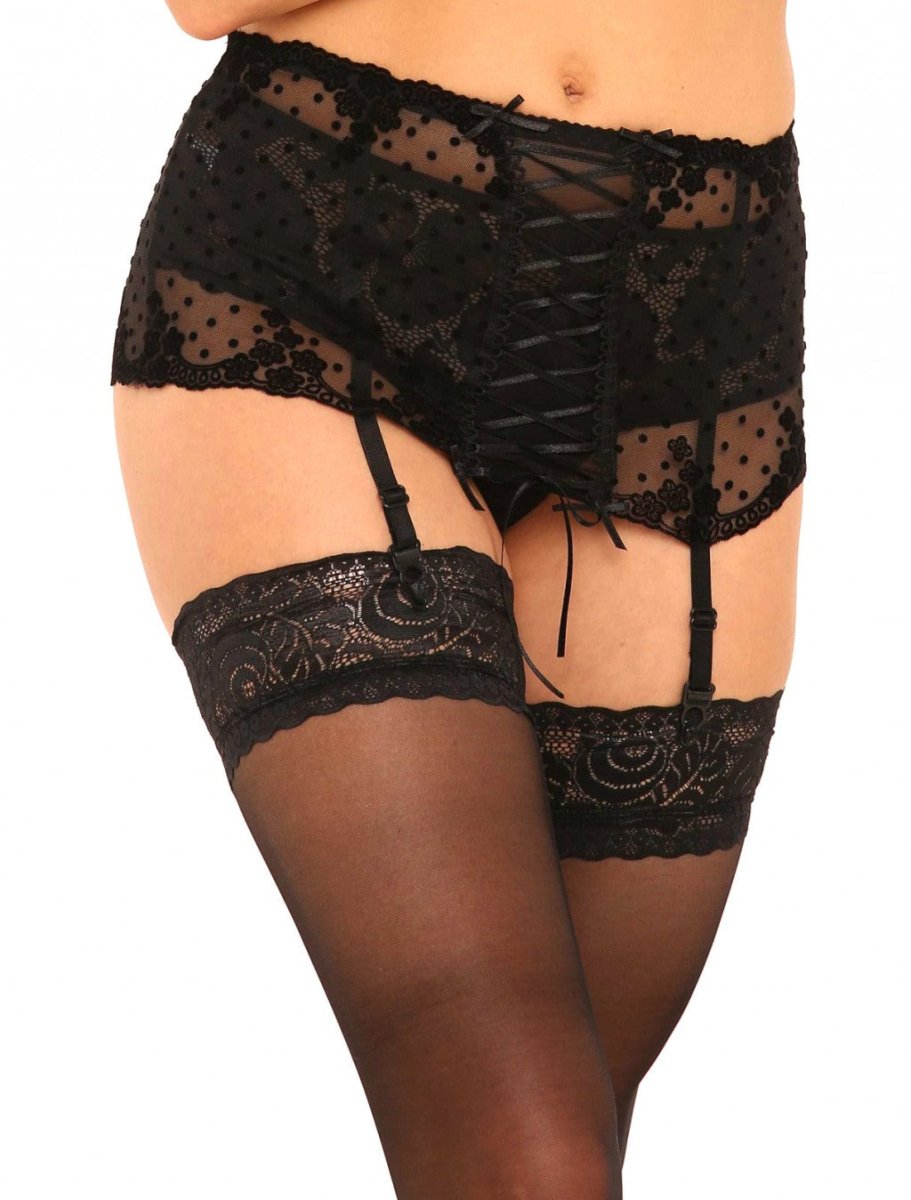 De Lafense Bonita 487 Lace Suspender Belt - Velvet Touch Tights