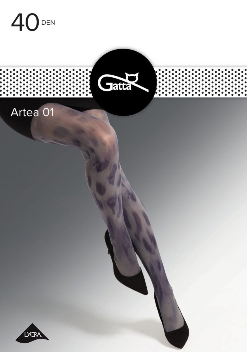 Gatta Artea No.01 40 Den Tights – Bold Purple Patterned Design - Velvet Touch Tights