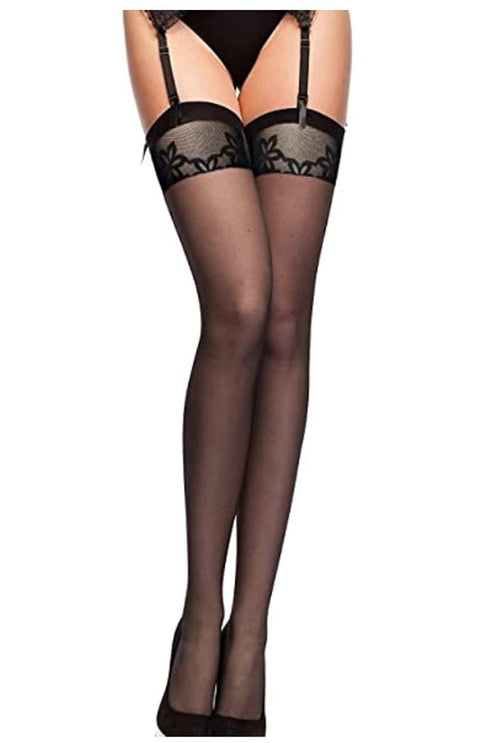 Fiore Eclipse 20 Den Stockings with Subtle Pattern - Velvet Touch Tights