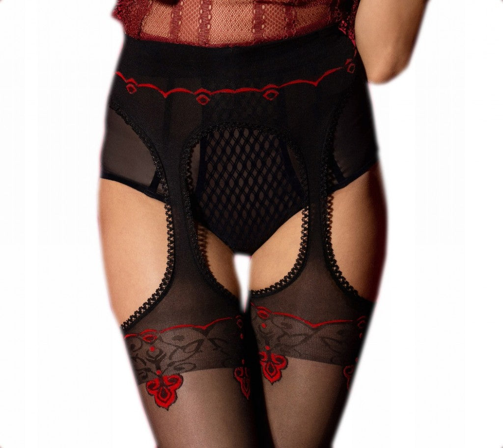 Amour Rouge 20 Den Tights – Seductive Red Motif & Stocking Look