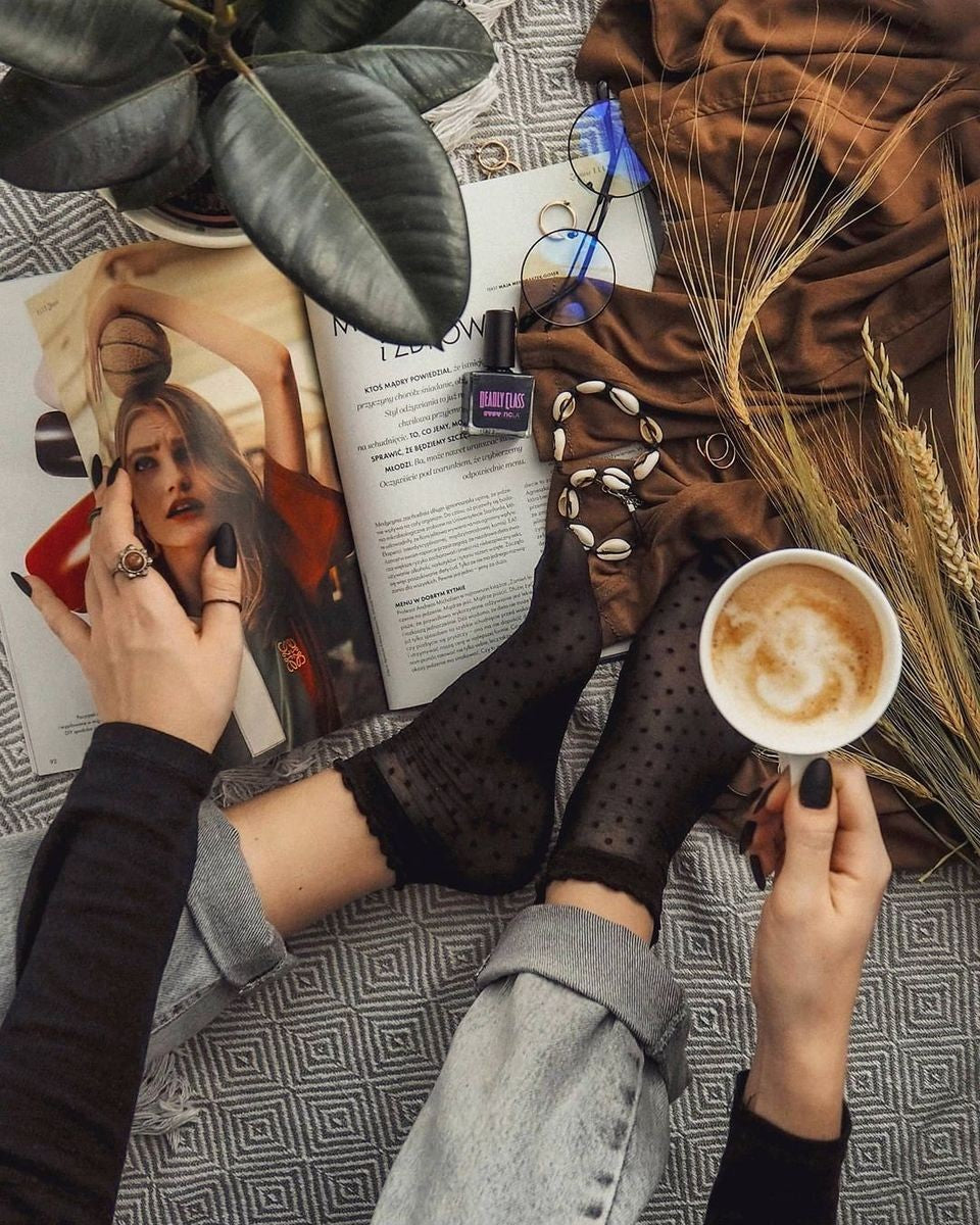 Gabriella Puntina 20 Den Socks with Polka Dots and Lace Cuff