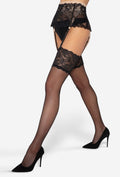 Gatta Venus 15 Den Stockings with Floral Lace Band - Velvet Touch Tights