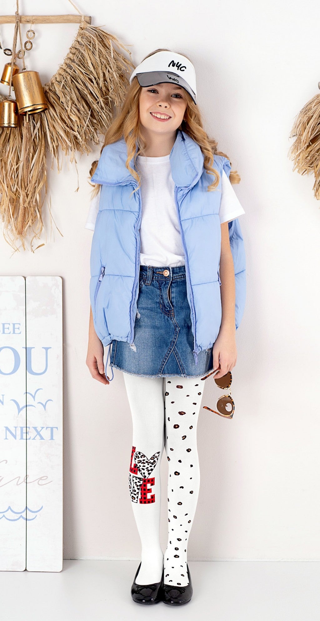 KNITTEX Madison Girls’ Tights – Leopard & “Love” Dual Design