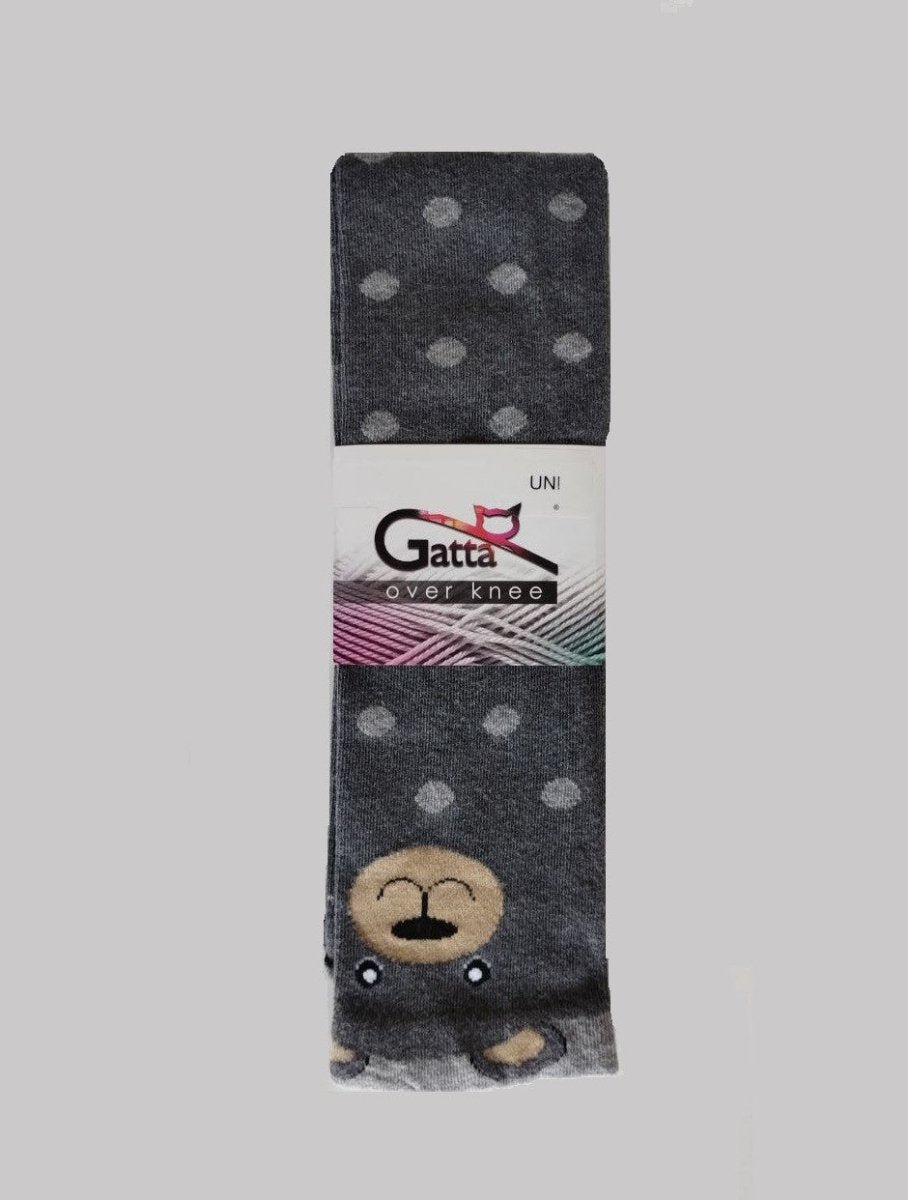 Gatta Cotton Patterned Over-the-Knee Socks with Bear Detail - Velvet Touch Tights