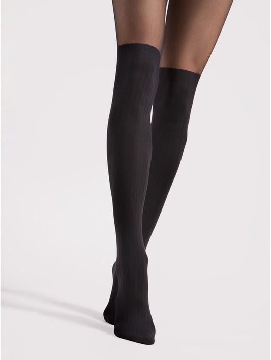 Eterno 30 Den Striped Tights – Sheer Upper & Knee-High Look