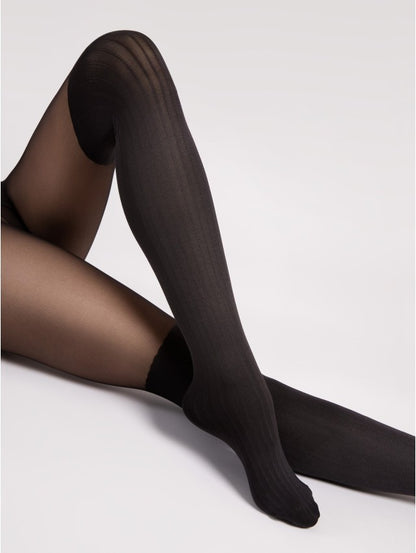 Eterno 30 Den Striped Tights – Sheer Upper & Knee-High Look