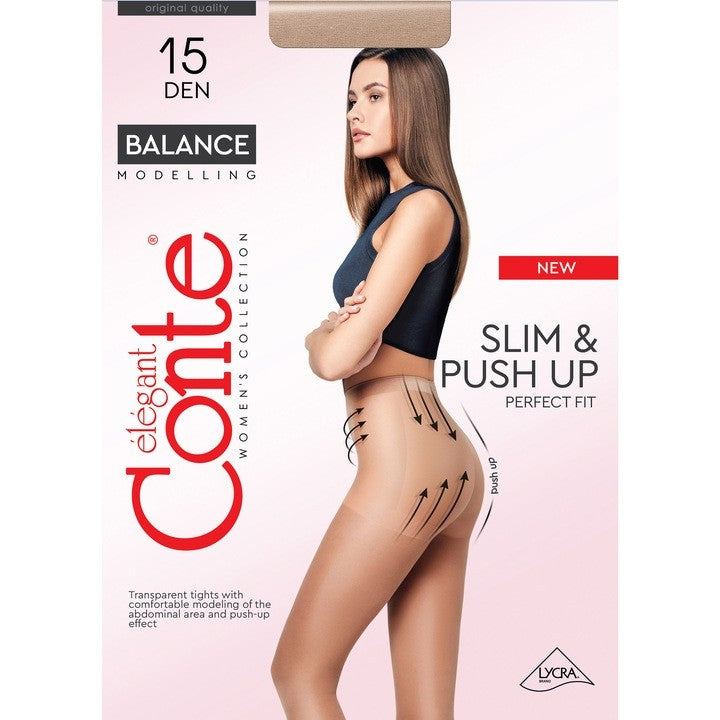 Conte Balance 15 Den – Shaping Tights with Push‑Up Control Top