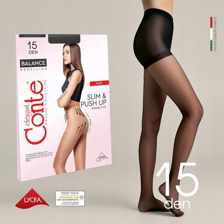 Conte Balance 15 Den – Shaping Tights with Push‑Up Control Top