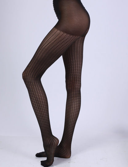 Knittex Chicca 30 Den Tights with Classic Houndstooth Pattern