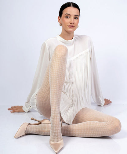 Knittex Chicca 30 Den Tights with Classic Houndstooth Pattern