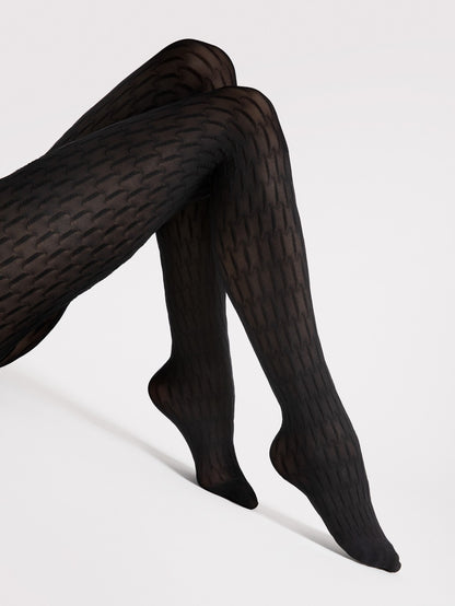 Fiore Stereo 40 Den Tights – Warm, Geometric Patterned Elegance