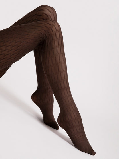 Fiore Stereo 40 Den Tights – Warm, Geometric Patterned Elegance