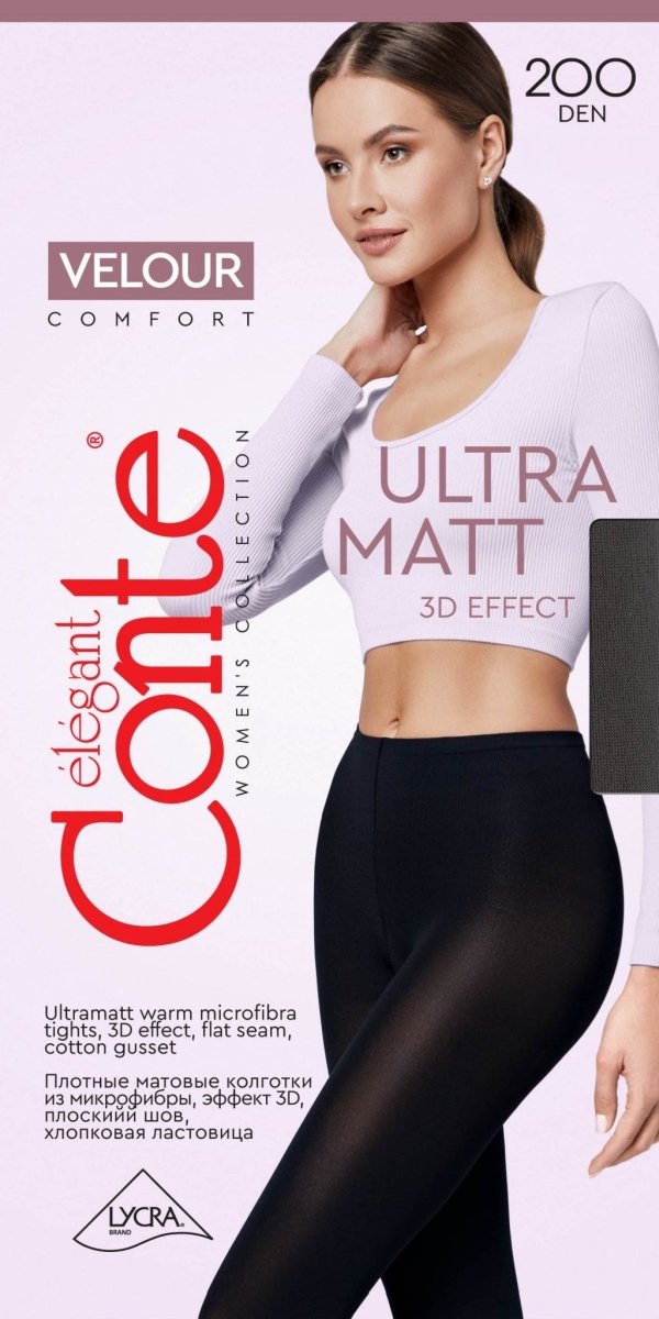 Conte Velour 200 Den Tights – Warm Opaque Velvet Microfibre - Velvet Touch Tights