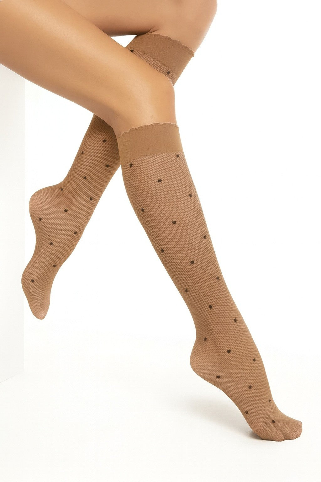 Gatta Stylove No.01 – Dotted Knee‑Highs with Soft Comfort Band