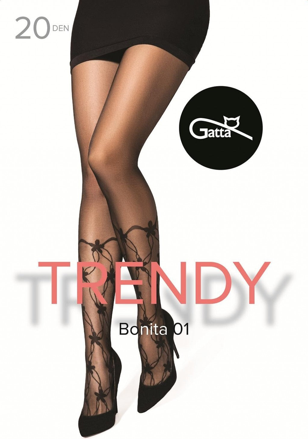 Gatta Bonita No.01 Tights 20 Den – Sheer Floral Pattern with T‑Band