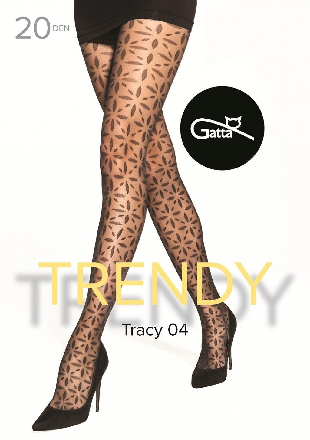 Gatta Tracy No.04 Tights 20 Den – Sheer Geometric Pattern with T‑Band