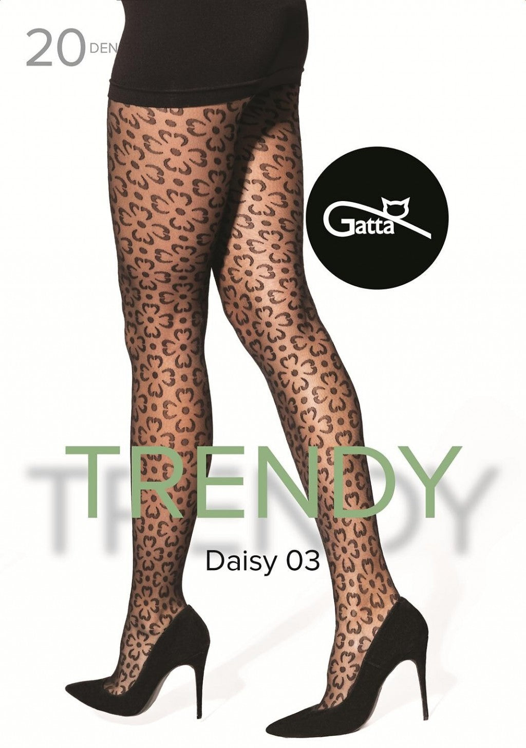 Gatta Daisy No.03 Tights 20 Den – Sheer Floral Pattern with T‑Band