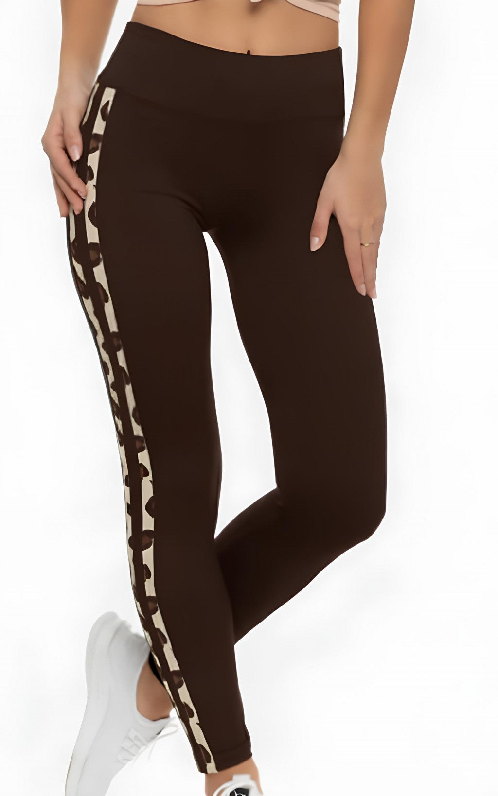 Noviti LE007 – Patterned Leggings with Leopard Side Stripe