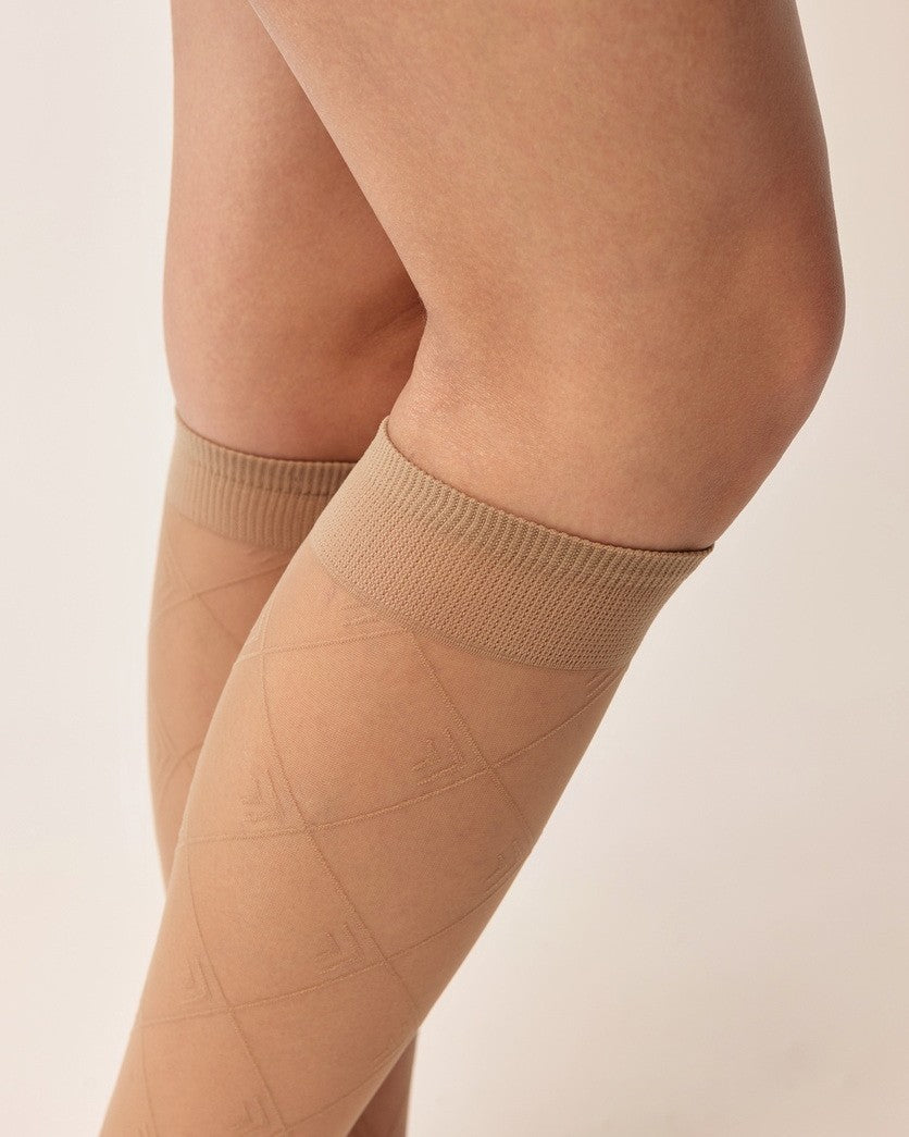 Gabriella Rima 20 Den – Geometric Patterned Knee‑Highs