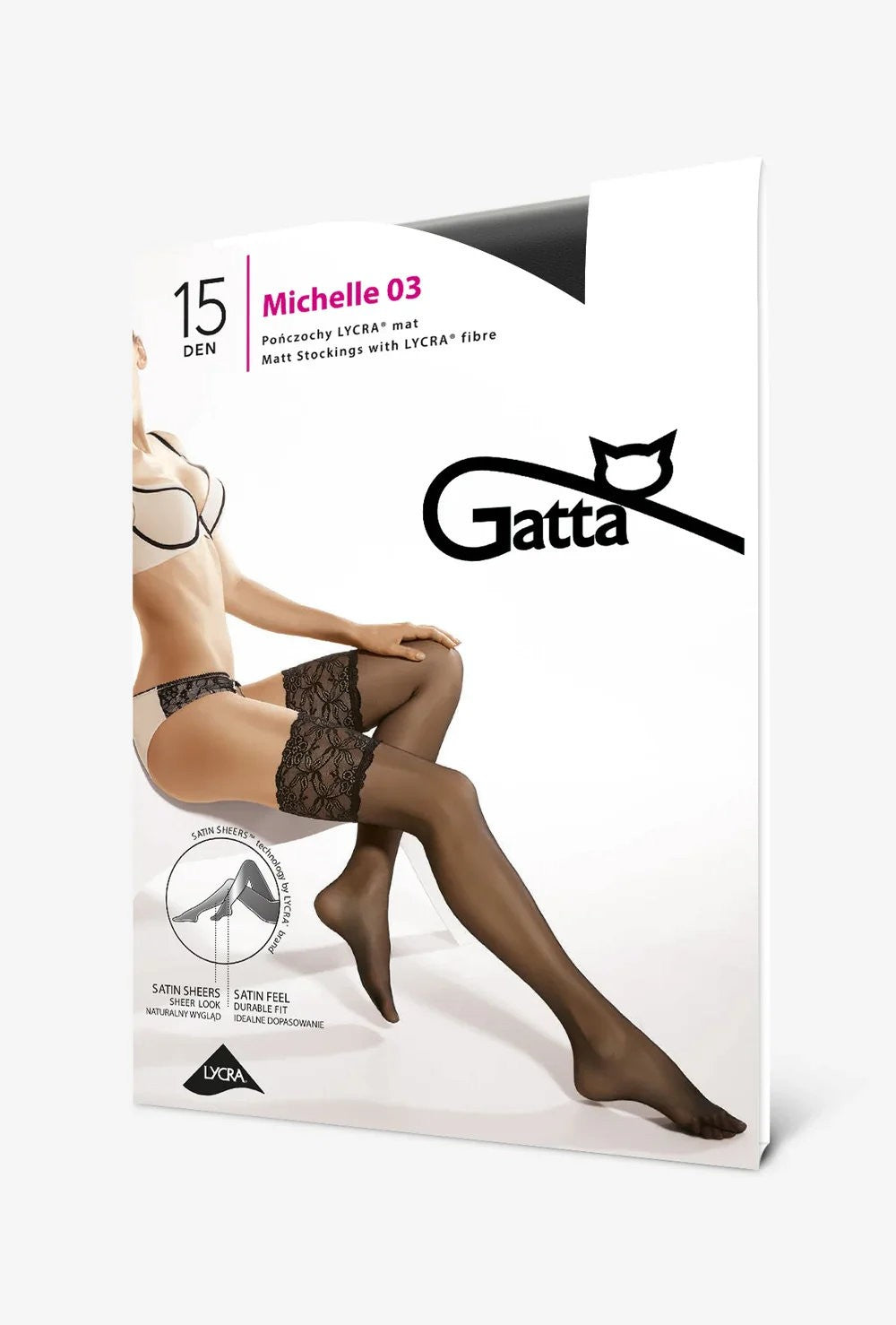 Gatta Michelle No.03 15 Den Lace Hold‑Ups / Self‑Supporting Stockings
