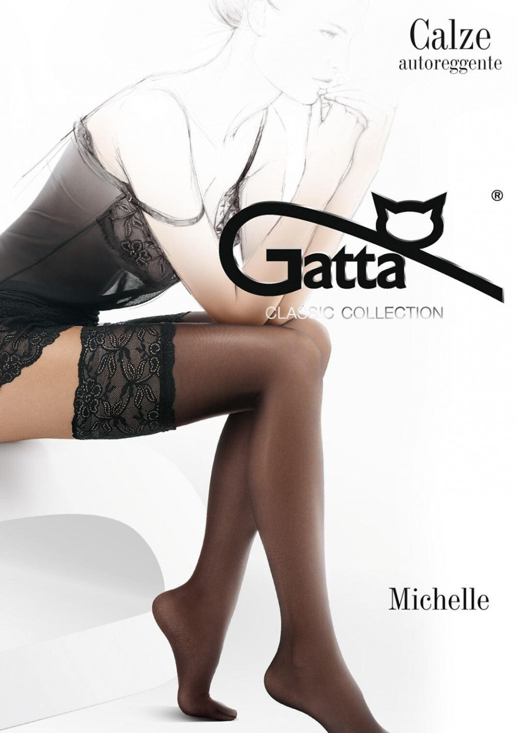 Gatta Michelle No.03 15 Den Lace Hold‑Ups / Self‑Supporting Stockings