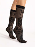 Fiore Shari 30 Den – Microfibre High Socks with Floral Lace Motif