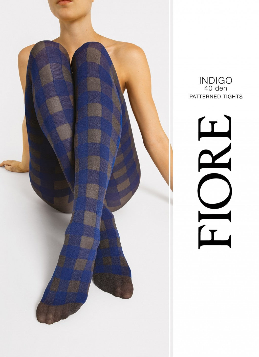 Fiore Indigo 40 Den – Cobalt Check Microfibre Tights