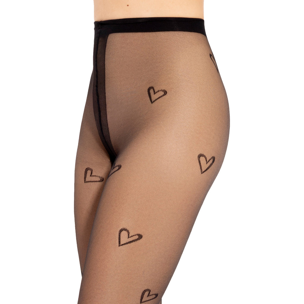Gatta Lovely No.13 Tights 20 Den – Sheer Heart Pattern with T‑Band