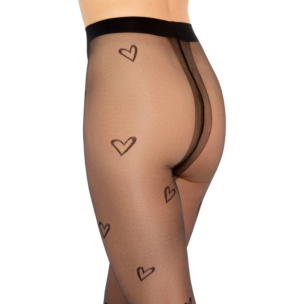Gatta Lovely No.13 Tights 20 Den – Sheer Heart Pattern with T‑Band