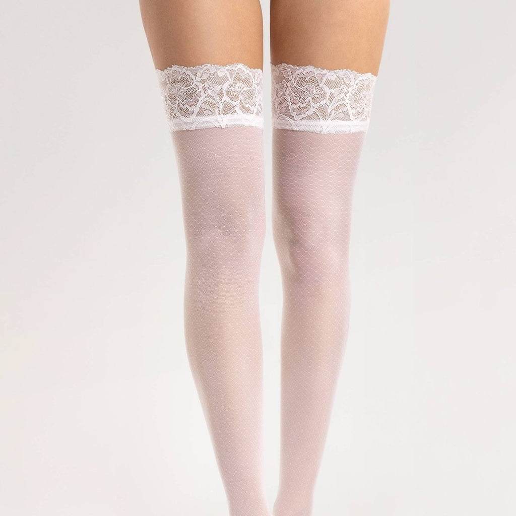 Fiore Matin 20 den – Elegant Hold-Ups with Floral Lace - Velvet Touch Tights