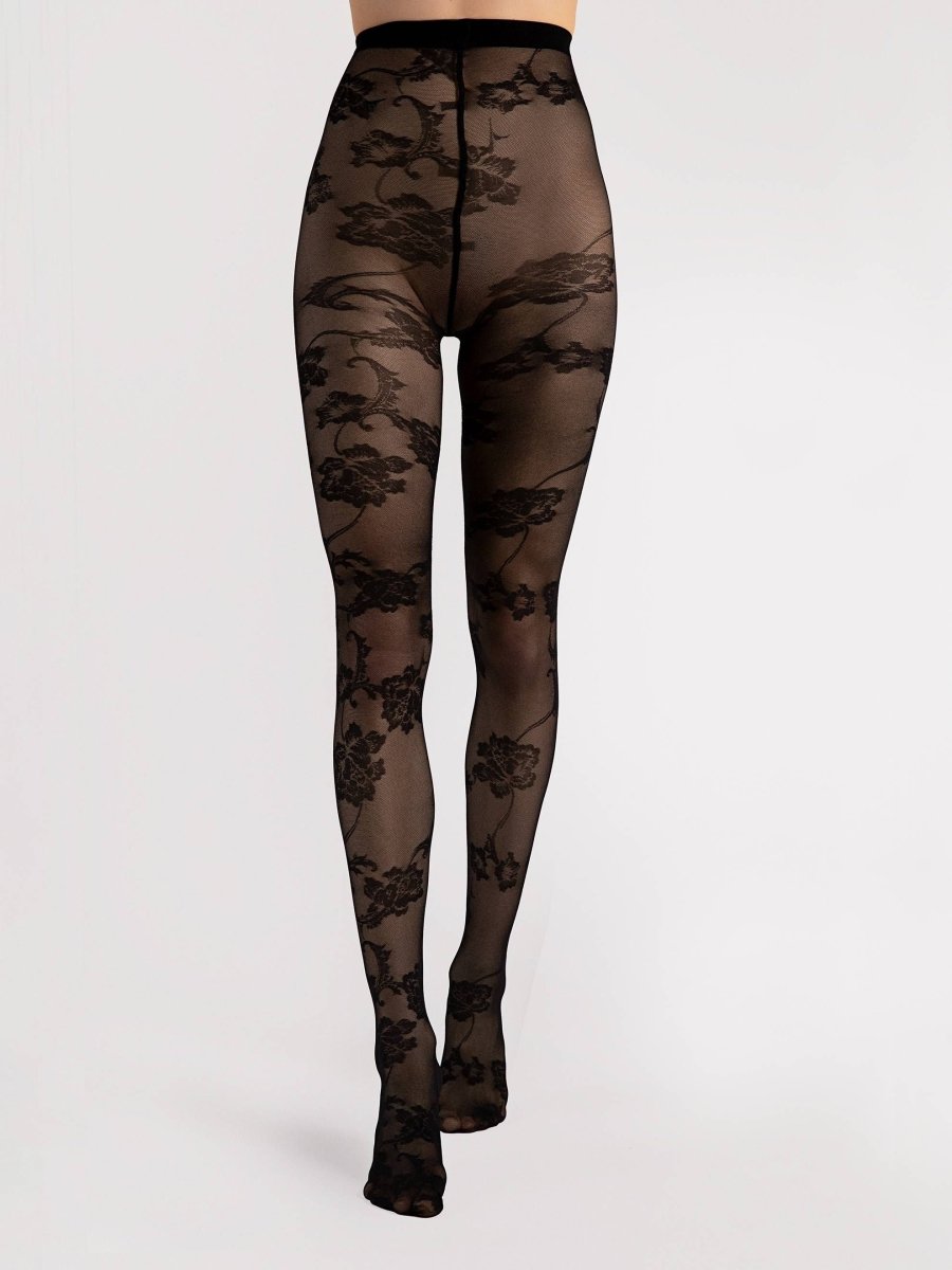 Fiore Wild Dream 30 Den – Openwork Floral Tights - Velvet Touch Tights