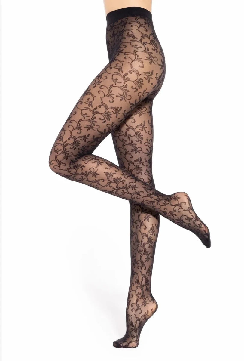 Gatta Floral Patterned Tights 03 – Elegant 30 DEN Matte Finish - Velvet Touch Tights
