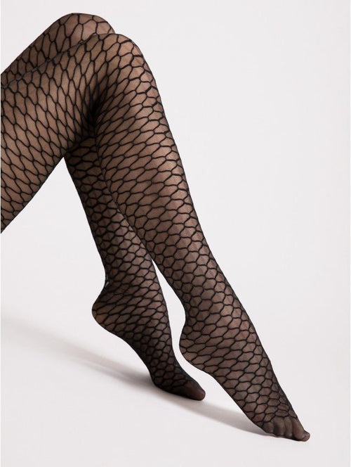 Fiore Darla 20 Den Tights – Elegant Geometric Pattern - Velvet Touch Tights