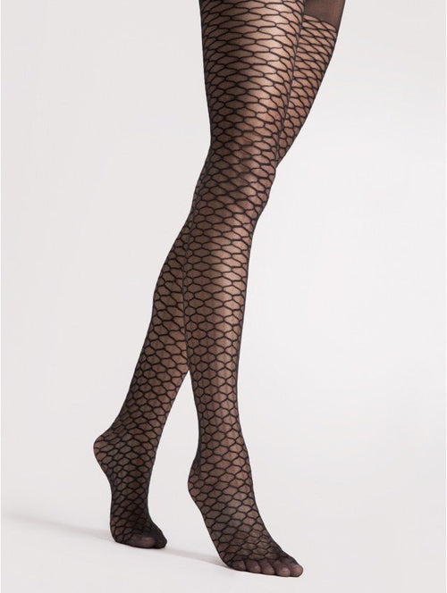 Fiore Darla 20 Den Tights – Elegant Geometric Pattern - Velvet Touch Tights
