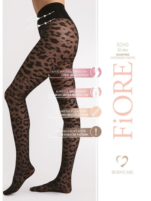 Fiore Echo 30 Den – Animal Print Shaping Tights - Velvet Touch Tights